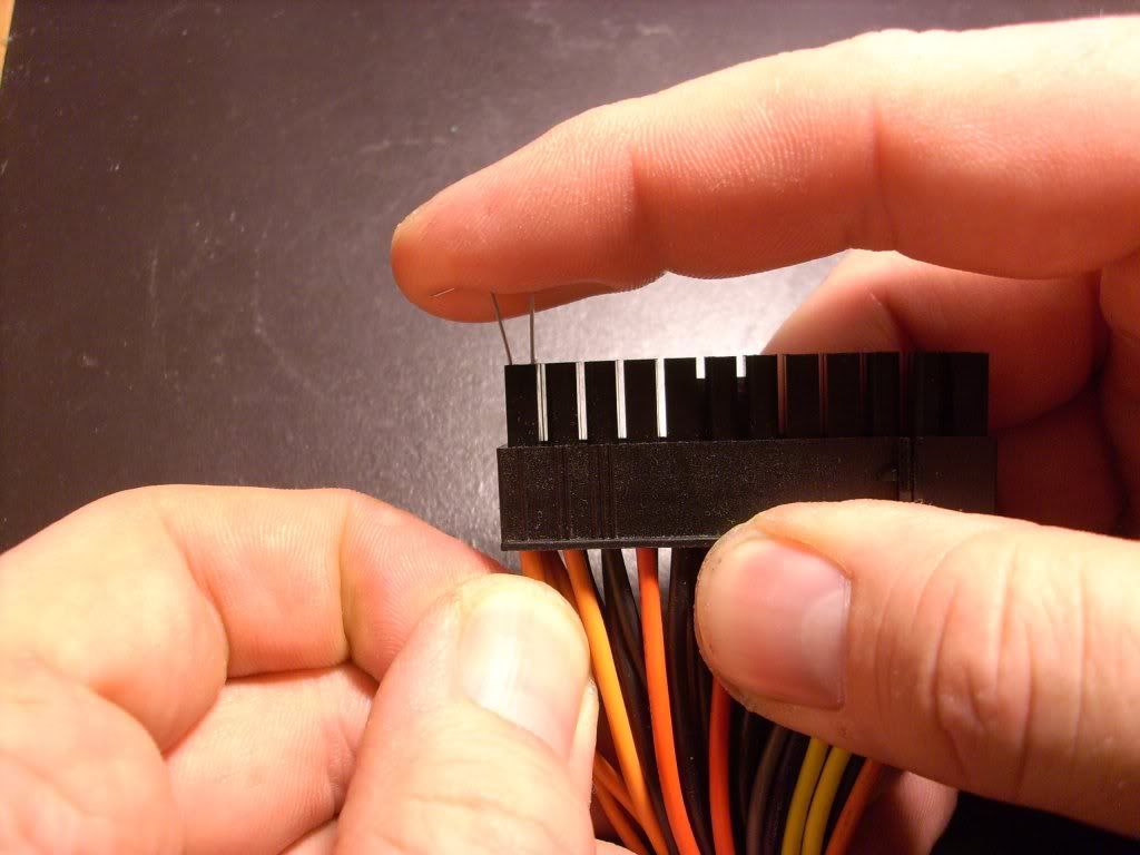 How to remove the pins from an ATX power supply with staples